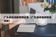 广东麻将讲解视频全集（广东麻将视频教程 讲解）